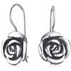 Bling Jewelry Braccialetto Nero In Argento Sterling Ossidato Con Pendente A Corda Di Seta Nera A Forma Di Fiore Da Giardino In 3D E Orecchini A Perno A Goccia Per Donne Fidanzate