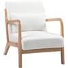 HOMCOM Poltrona Lounge Telaio in Legno Massello Effetto Velluto Crema