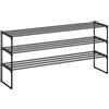 SONGMICS Scarpiera a 3 Ripiani, Scaffale Portascarpe in Metallo, per 20-24 Paia di Scarpe, Verticale o Capovolto, Impilabile, Ingresso, 30 x 117 x 55 cm, Nero LSA033B01