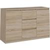 CDF Cassettiera Bassa 2 Ante 3 Cassetti 120x40x75 cm Rovere Sonoma Buffet | Mobile contenitore, credenza moderna, vani chiusi, per soggiorno e camera da letto, organizzazione casa