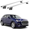 OMAC Barre Portatutto Alluminio TÜV geprüft per Audi Q3 F3 2018-2025 - per Rail Tetto Integrati - T Nut - Max 100 kg - 2 Schlösser Argento