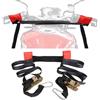 MOTO4U Cinghie per manubrio di moto con cricchetti e moschettoni, resistenti per moto da cross, con fibbia a camma, maniglia anteriore, colore: rosso