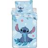 Jerry Fabrics Stitch e Angel Copripiumino Singolo 140x200 + Federa 70x90 Cotone Blu | Set lenzuola reversibile | Cotone naturale traspirante Oeko-Tex | Disney Lilo & Stitch | Teen | Regalo | Idea regalo