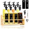 SAEIV Bottiglie per Olio 8x250ml Vetro Borosilicato Alto con Portabottiglie Bambù, Oliera Salvagoccia Dosatore Olio Bottiglia per Olio Porta Olio Bottiglia Olio con Accessori Completi