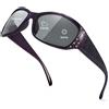 TJUTR Occhiali da sole polarizzati per donna con protezione UV400, lenti adattive e strass decorativi, motivo ondulato, per guida, sport e uso quotidiano