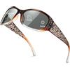 TJUTR Occhiali da sole polarizzati per donna con protezione UV400, lenti adattive e strass decorativi, motivo ondulato, per guida, sport e uso quotidiano