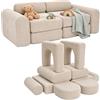 Relaxdays divano gioco modulare, 10 pz, blocchi morbidi, beige | Sofa per bambini, 32x108x50 cm