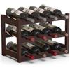 BAKAJI Cantinetta Portavino in Legno Bambù con 12 Scomparti per Vino Champagne, Portabottiglie da Terra, Cantina per Angolo Bar, Salotto, Cucina, Bistrot, Ristorante, 43.5 x 24 x 30 cm (Noce)