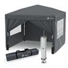 VOUNOT® Gazebo 3x3m Pieghevole con 4 Parti Laterali, Gazebo da Giardino Tenda Padiglione Pop up con 4 Sacchi di Sabbia di Peso e Sacca di Trasporto, Colore Grigio