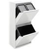 Arregui Basic CR401-B Pattumiera per Raccolta Differenziata | 3 Secchi | Mobile d'Acciao per Differenziata | 11+11+23 L (45 L) | con Secchi per la Plastica e rifiuti organici | Bianco
