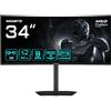 Gigabyte GS34WQCA Monitor Gaming Curvo 34 WQHD - 3440 x 1440, 1500R, 120Hz, 1ms, 300 cd/m², FreeSync Premium, HDR Ready, HDMI 2.0, DisplayPort 1.4