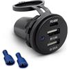 Offgridtec presa USB auto 96W 12V/24V con copertura a ribalta, doppia porta USB-A (fino a 36W), caricatore da pannello IP65 impermeabile per auto, barche e camion, robusto alloggiamento in ABS