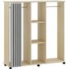 HOMCOM Armadio appendiabiti Mobile contenitore 6 ruote 120L x 40l x 128H cm in legno naturale | Aosom Italy