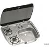 Dometic Piano Cottura Dometic 2 Fuochi con Lavello e Coperchio in Vetro - 600x445 mm