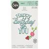 Sizzix, Thinlits 660368, set di fustelle multicolore, taglia unica, frase Happy Birthday to You di Jen Long, confezione da 3