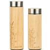 pandoo - Thermos in bambù a doppia parete - Contenitore da viaggio, teiera, bottiglia da tè, borraccia con infusore in acciaio inox - senza BPA - Pronto all'uso, Acciaio INOX Legno, 360 ml