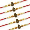 DEV SANKET Set Rakhi di alta qualità con Roli Chawal, collezione Raksha Bandhan Rakhi per fratello, confezione regalo tradizionale per festival, confezione da 5