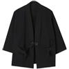 WAZHAKU Kimono Cardigan Uomo Tradizionale Yukata Cappotto Haori Tinta Unita Giappone Happi Kimono Camicie Cardigan Manica 3/4 Cardigan Giacca Giapponese Abbigliamento Cotone Lino Cardigan Noragi Giacca, Nero