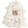 Generic Zaino da scuola per ragazze, grande capacità con spilla e accessori carini, verde/nero/rosa/bianco crema