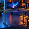 Noua Dot Scrivania Gaming con LED RGB, Telaio a T, 113 x 60 cm, Nero | Postazione PC, Gancio per Cuffie, Porta Bicchiere, Fori passacavi, Illuminazione RGB, per Gaming, Informatica e Lavoro