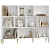 HOMCOM Libreria Scaffale a 10 Cubi 140x24x107 cm Effetto Legno Bianco | Libreria Salvaspazio Slim a 3 Livelli, Gambe in Legno di Pino, Scaffale Portaoggetti, per Soggiorno Ufficio Camera da Letto