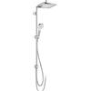 hansgrohe Crometta E - Colonna doccia a risparmio idrico (EcoSmart) senza miscelatore, sistema doccia (240 x 240 mm) con deviatore, doccetta, tubo, asta e soffione doccia quadrato, cromo, 27289000