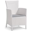 Keter Poltrona da Giardino Iowa in Resina Effetto Rattan con Cuscino, Ideale per Balcone, Terrazzo o Patio, Resistente ai Raggi UV, Bianca, 62x60x89H cm