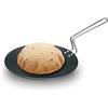 HAWKINS Futura Hard Anodised concave Tava Griddle, 4.06 mm, con Manico in Acciaio, Black, 10-6.35mm Thick