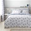 Catherine Lansfield Lucie - Set copripiumino singolo reversibile con volant floreale e federa, colore: bianco e blu