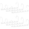 Relaxdays Grucce Appendiabiti Multiple in Set da 6, in Metallo, Ganci Girevoli, per 6 Appendini ciascuna, Salvaspazio, 26 cm, Bianche