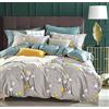 SLEEPBELLA Copripiumino Queen, 600 fili, in cotone, colore grigio, con motivo a pois turchesi, colore verde, reversibile (Queen, Grey Branch)