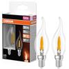 OSRAM Lampadine LED con effetto fiamma, trasparenti, 1 W, E14, 1800 K | LED CLASSIC BA 35 FLAME, LED Lamps, Chiaro, 15000 h, confezione da 2