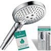 hansgrohe Raindance Select S - Doccetta per doccia a risparmio idrico 9 l/min (EcoSmart), Doccino con 3 getti, Soffione doccia rotondo (⌀ 120 mm) con funzione anticalcare, cromo, 26531000