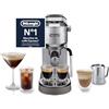 De'Longhi Dedica Duo EC890.M Macchina Manuale per Caffè Espresso, Cappuccino e Cold Brew, Barista, Dotata di Lancia vapore per My LatteArt, Display Touch,Larga 15cm, Serbatoio Estraibile 1,1L, Metallo