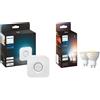 Philips HUE White Ambiance GU10 + Bridge, lampadina a LED, (confezione da 2)