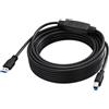 Vision Cavo USB 3.0 da 10 metri - con amplificatore attivo integrato al centro del cavo - connettori placcati in oro - larghezza di banda di 5 Gbps - USB A (maschio) a USB B (maschio) - diametro 5,5 mm - 28+24 AWG - colore nero
