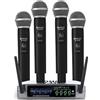 MICROFONO SENZA FILI SET MICROFONO WIRELESS PRO 4 CANALI AUDIO PROFESSIONALE