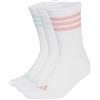 adidas Unisex - Adulto 3Stripes Cushioned Sportswear Crew Socks 3 Pair Pack Socks, white/Semi Frozen Turbo/clear mint/Frozen Purple, S