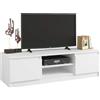 CDF Mobile TV 120 cm Bianco con Ripiano Aperto Passacavi | Struttura 16 mm, due vani laterali, frontali senza maniglie, per soggiorno e salotto, base bassa, gestione cavi