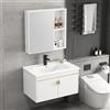 HYANXUE Mobili da Bagno, Mobile Portaoggetti Montato a Parete, Lavandino con Specchio, Set Combinato Armadio e Lavandino con in Ceramica e Rubinetto