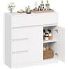 YUNSCEND Mobile da Bagno Bianco con 2 Ante e 4 Cassetti Ripiani Regolabili