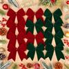 DEMIUKO 12 fiocchi in nastro di velluto verde e rosso con legacci per decorazione dell'albero di Natale, fiocchi bordeaux per confezione regalo di Natale, fiocchi per lavori manuali, cucito