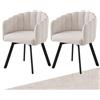 SUPPNEED Set di 2 sedie girevoli per sala da pranzo, sedie imbottite da cucina con braccioli, poltrona soggiorno, con gambe in metallo (tela di lino, beige)