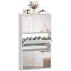HOMCOM Scarpiera Salvaspazio Slim a Specchio 3 Ante 65x17x114.5cm Bianco