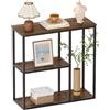WOHOMO Tavolo consolle, divano moderno con ripiani portaoggetti a 3 livelli, tavolo da ingresso industriale stretto da 30 cm, per soggiorno, corridoio, corridoio, 80 x 30 x 31,5 cm, noce