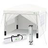 VOUNOT® Gazebo 3x3m Pieghevole con 4 Parti Laterali, Gazebo da Giardino Tenda Padiglione Pop up con 4 Sacchi di Sabbia di Peso e Sacca di Trasporto, Colore Bianco