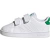 adidas Unisex - Bimbi 0-24 Advantage Lifestyle Court Two Hook-And-Loop Shoes, Cloud White / Green / Core Black, 26 EU