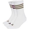 adidas Unisex - Adulto 3Stripes Cushioned Sportswear Crew Socks 3 Pair Pack Socks, white/olive strata/Khaki Six/maroon, XS