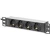 DIGITUS Multipresa a 4 vie - 1U - 10 pollici (254 mm) - montaggio su rack in armadio di rete - DN-95418 - argento/nero