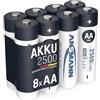 ANSMANN 8x Batterie ricaricabili stilo AA - 2500 mAh 1,2V NiMH - Pila a ricarica veloce - fino a 1000 cicli di ricarica eco-friendly